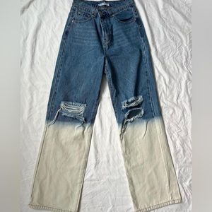 Barely worn Adika bleached distressed straight leg jeans